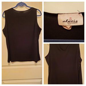 Black slinky style round neck tank top